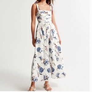 Abercrombie & Fitch Floral Maxi Dress - White and Blue
